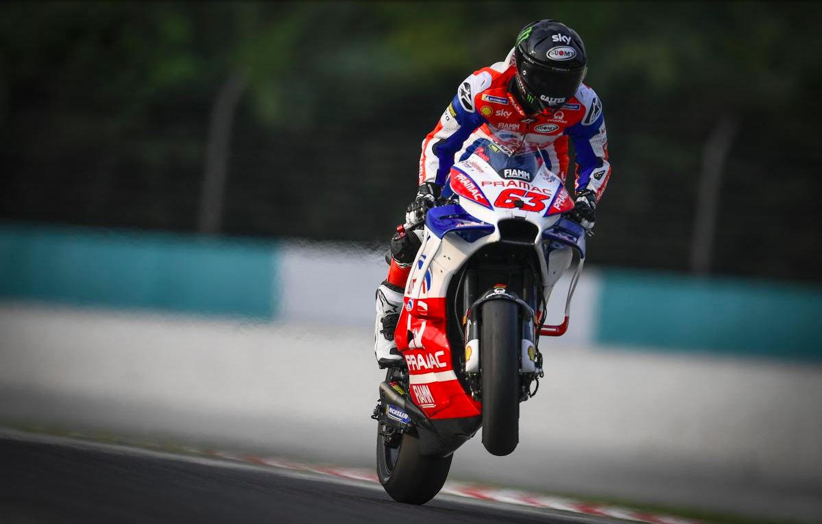 Pecco Bagnaia en los tests de Malasia.