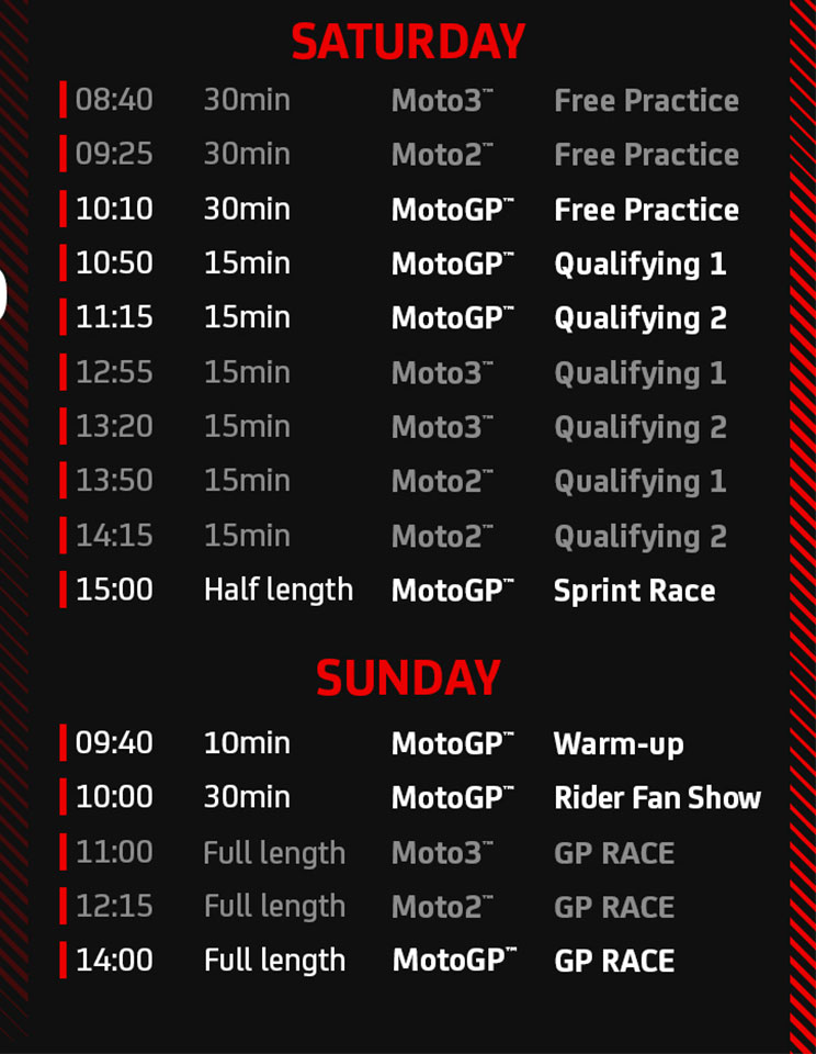 Así serán los horarios de MotoGP en 2023 con la llegada de la Carrera al Sprint