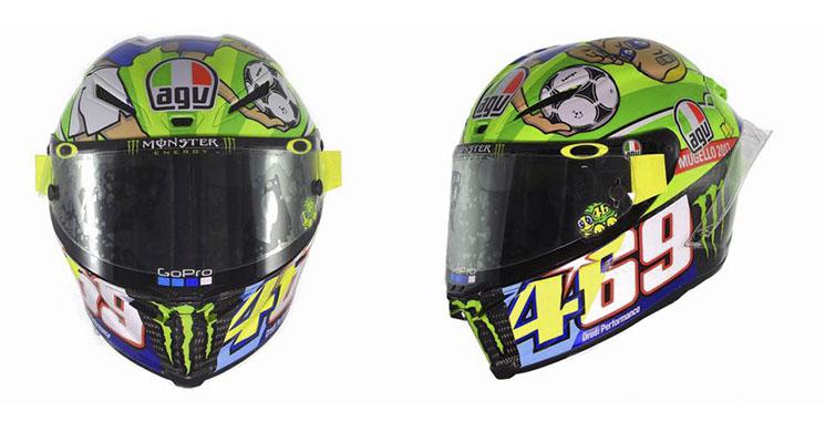 Valentino Rossi dedica su casco especial Mugello 2017 a Totti y Nicky Hayden