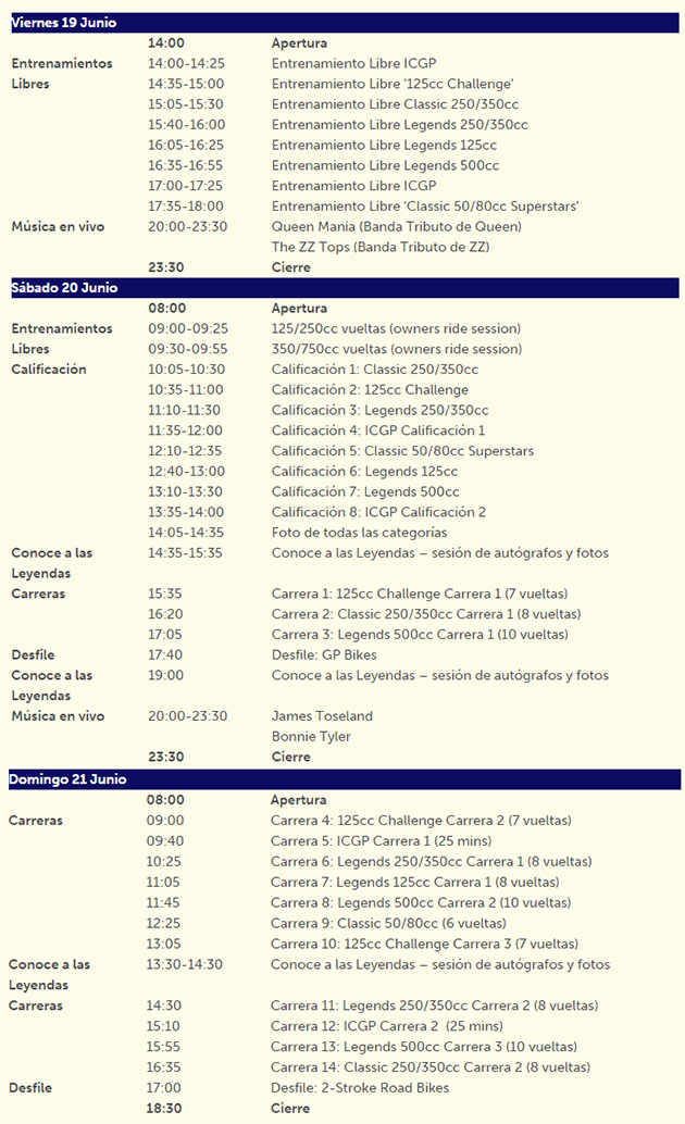 horarios