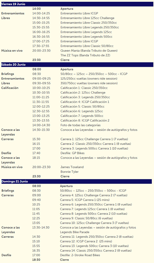 horario world gp bike legends jerez