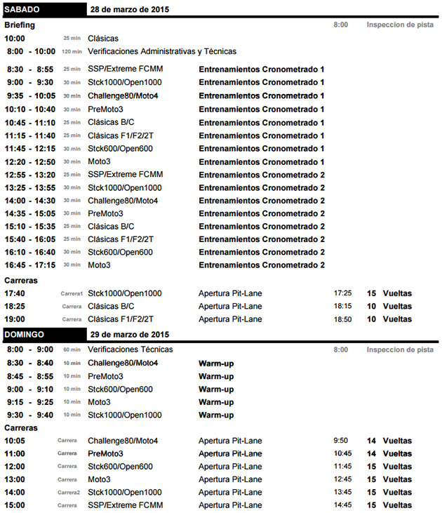 horarios